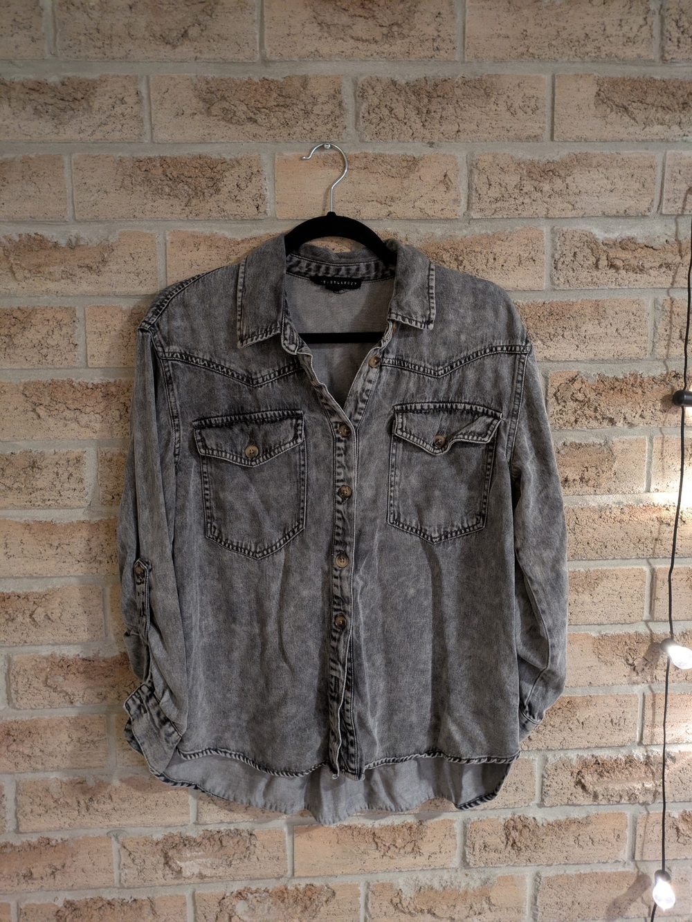 Jane and Delancey Washed Grey Button-Down Shirt